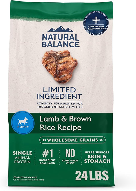 Natural Balance Limited Ingredient Puppy Dry Dog Food with Healthy Grains, Lamb & Brown Rice Recipe, 24 Pound (Pack of 1)
