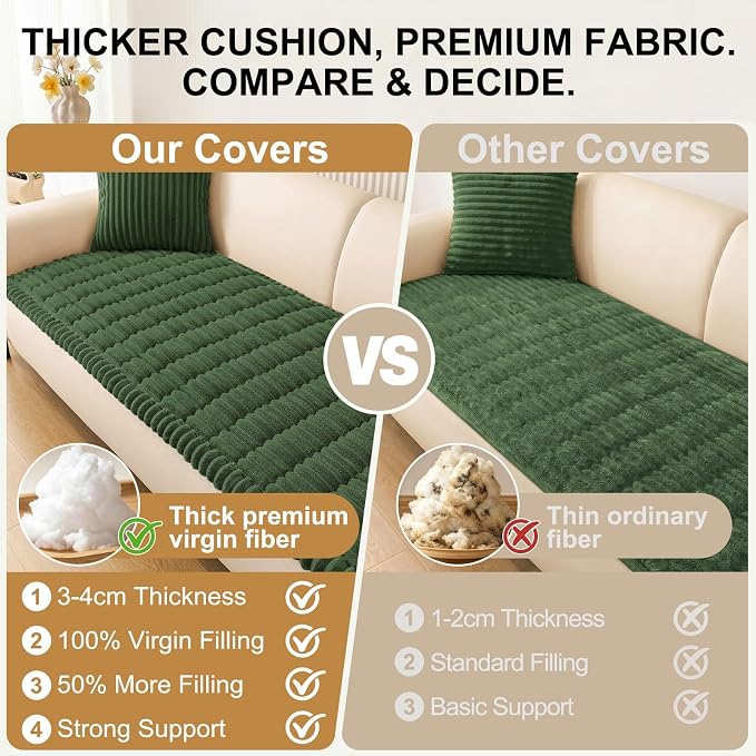 Smiry Couch Cover for Dogs, Non Slip Washable Sofa Protector for Pets, Soft Furniture Cover for Pet, Stylish Sofa Covers, Cozy Protect Against Fur, Dirt & Everyday Messes (Dark Green, 35.4" x 82.7")