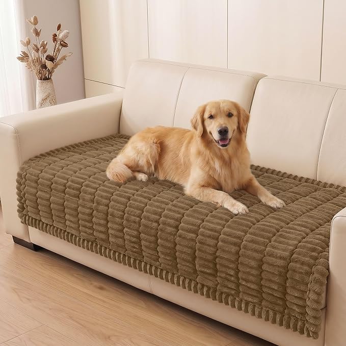 Smiry Couch Cover for Dogs, Non Slip Washable Sofa Protector for Pets, Soft Furniture Cover for Pet, Stylish Sofa Covers, Cozy Protect Against Fur, Dirt & Everyday Messes (Mocha Brown, 43" x 63")