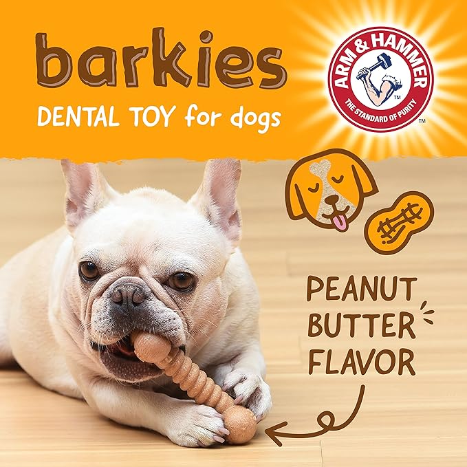 Arm & Hammer for Pets Barkies Classic Bone Compressed Wood Collection, 5 Inch Peanut Butter Flavored Chew Toy for Dogs, Faux Stick, Splinter-Free, Safer Alternative for Small Dogs