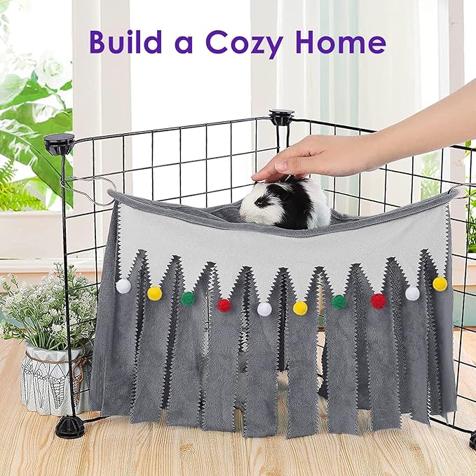 Linkidea Cage Corner Hideout, Pets Forest Corner Hideout for Guinea Pigs, Rabbits, Ferrets, Chinchillas, Gerbils, Hedgehogs, Small Animals Habitat Décor (Gray)