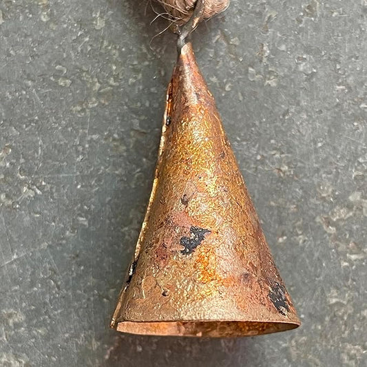 20 Pcs Small Gold Metal Craft Bells 2"– Rustic Cone Cow Bells for Crafts, Jingle Bells for Crafting, Christmas Bell Tree Ornaments, Witch Bells, Vintage Boho Decor, Garden Wind Bell, Sleigh