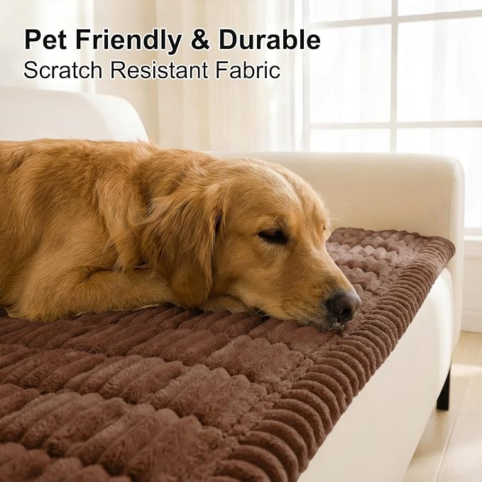 Smiry Couch Cover for Dogs, Non Slip Washable Sofa Protector for Pets, Soft Furniture Cover for Pet, Stylish Sofa Covers, Cozy Protect Against Fur, Dirt & Everyday Messes (Brown, 27.6" x 27.6")