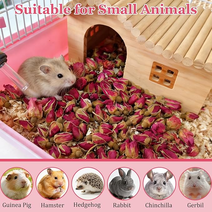 Hamster Bedding Habitat 100G/3.5oz Hamster Forage Flowers Cage Accessories for Rabbit Gerbil Mouse Guinea Pig (100G)