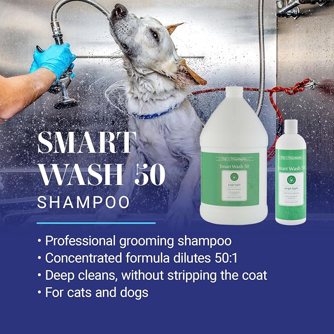 Chris Christensen SmartWash 50 Grooming Shampoo Jungle Apple, Groom Like a Professional, Delightfully Fragranced and Concentrated, Suitable for All Coats, Made in The USA, Gallon