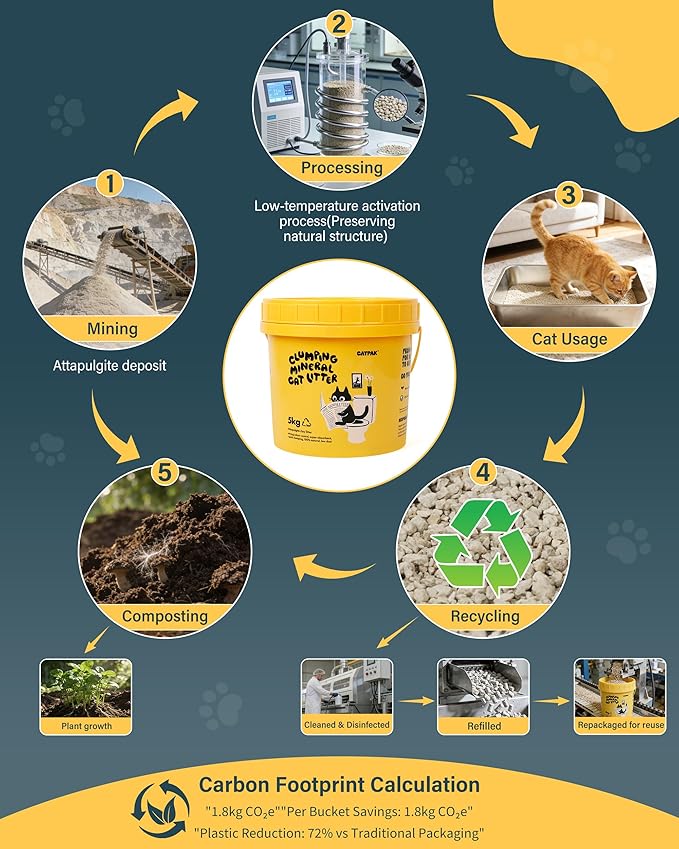Clumping Cat Litter - 100% Natural Attapulgite Clay, Ultra-Low Dust (0.35%), Lock & Dry Technology for a Fresh Home, Fast Clumping & High Absorbency, Eco-Friendly, 13.2 LB (6, Kilograms)