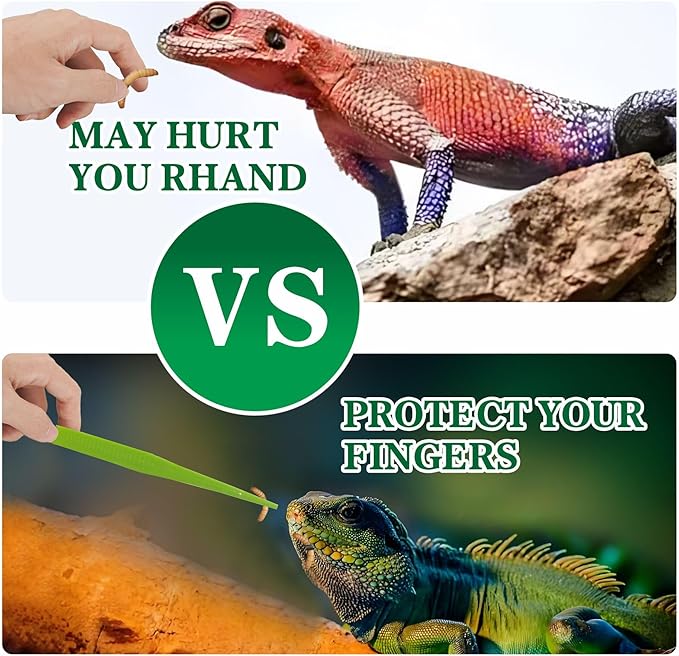 4-Pack Reptile Feeding Tongs Set - Hygienic Anti-Slip Green Tweezers for Bearded Dragons, Lizards, Snakes, Aquariums & Small Animals(Five Colors to Choose from)