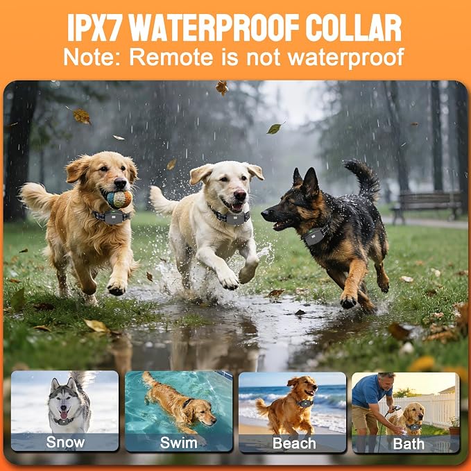 2-in-1 Dog Shock Collar & Bark Collar, 990FT Dog Training Collar with Remote, IPX7 Waterproof E Collar, 3 Training Modes, LED Light for Small Medium Large Dogs (8-120 lbs) - 1 Collar