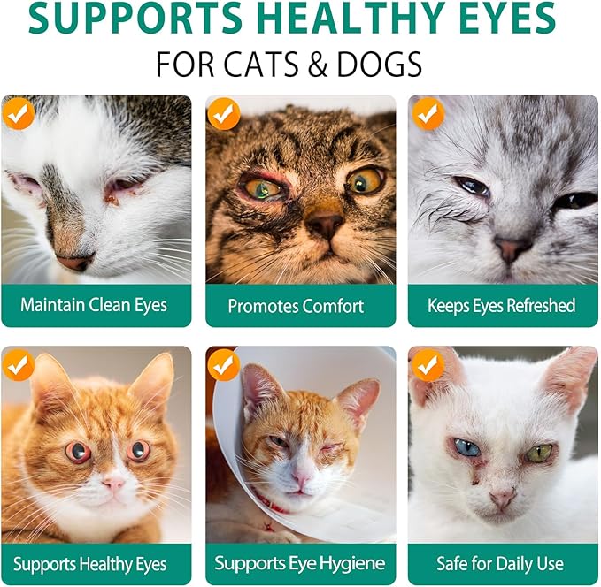 ISUNRISE Dog and Cat Eye Wash & Tear Stain Cleaner, Eye Drops for Dog and Cat Eye Infection Treatment to Soothe Irritation, Relieve Dry Eyes Pink Eyes, Safe & Gentle for All Animals, 3.38 fl oz