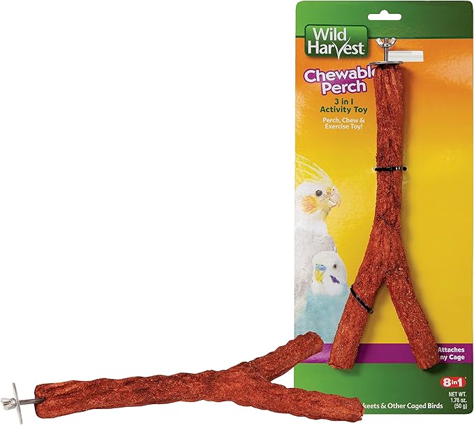 Wild Harvest Chewable Perch, 1.76 Ounce, Activity Toy and Treat for Cockatiels and Parakeets