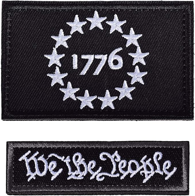 U-LIAN 2 Pack Tactical USA 1776 Patriot and We The People Milltary Embroidered Applique Morale Hook and Loop Patch