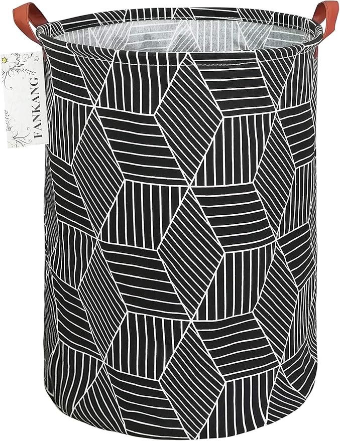Storage Basket, Nursery Hamper Canvas Laundry Basket Foldable with Waterproof PE Coating Large Storage Baskets for Kids Boys and Girls, Office, Bedroom, Clothes,Toys（Black Magic cube）