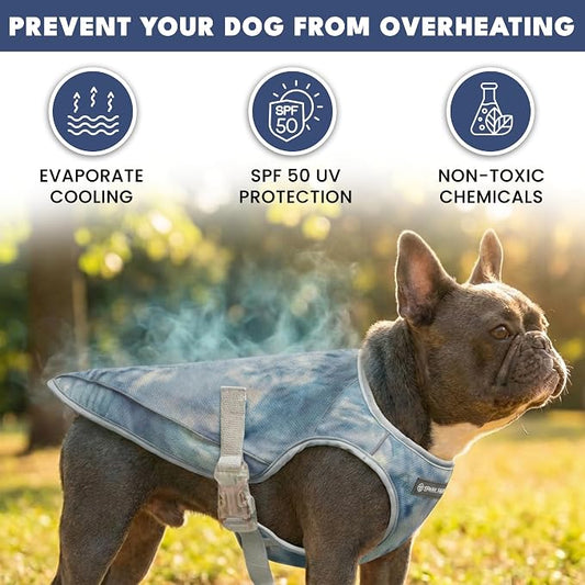 Spark Paws Dog Cooling Vest - SPF 50 UV Sun Protection - Summer Heat Relief Gear for Dogs, Lightweight, Evaporative Cooling - Dog Anxiety Relief Vest During Hot Days - Ice Blue, Small