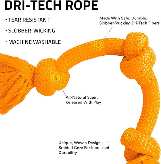Playology Dog Toys | Dri-Tech Rope Tug of War Dog Toy for Tough Chewers | Cheddar Cheese Scented Jumbo Tug Rope Toys for Large Dogs