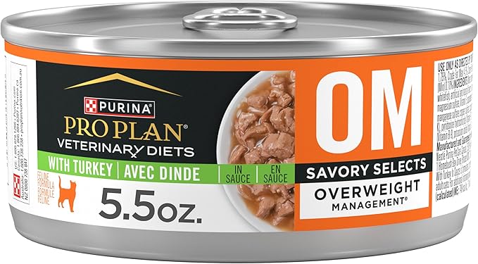 Purina Pro Plan Veterinary Diets OM Overweight Management Savory Selects With Turkey Feline Formula Wet Cat Food - (Pack of 24) 5.5 oz. Cans