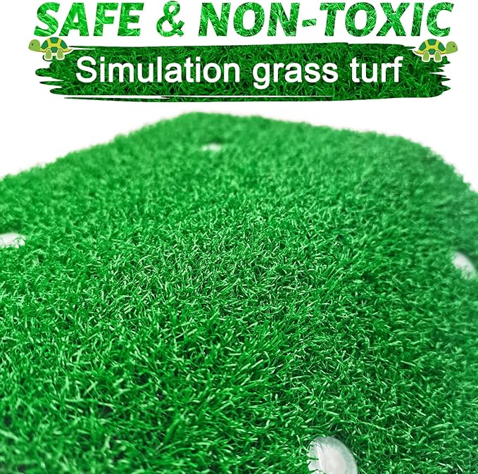 Keedolla Turtle Resting Basking Platform Simulation Grass Turtle Ramp, Lawn Tortoise Climbing Ladder Turtle Resting Terrace for Reptile Frog Terrapin - Middle