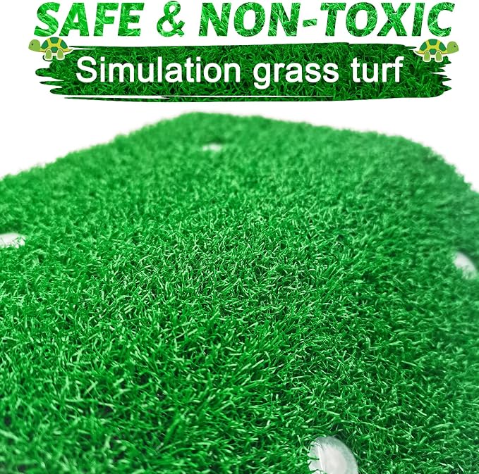 Keedolla Lawn Turtle Basking Platform Tortoise Resting Terrace, Simulation Grass Turtle Ramp Tortoise Climbing Ladder for Aquarium, Fish and Turtle Tank - Large