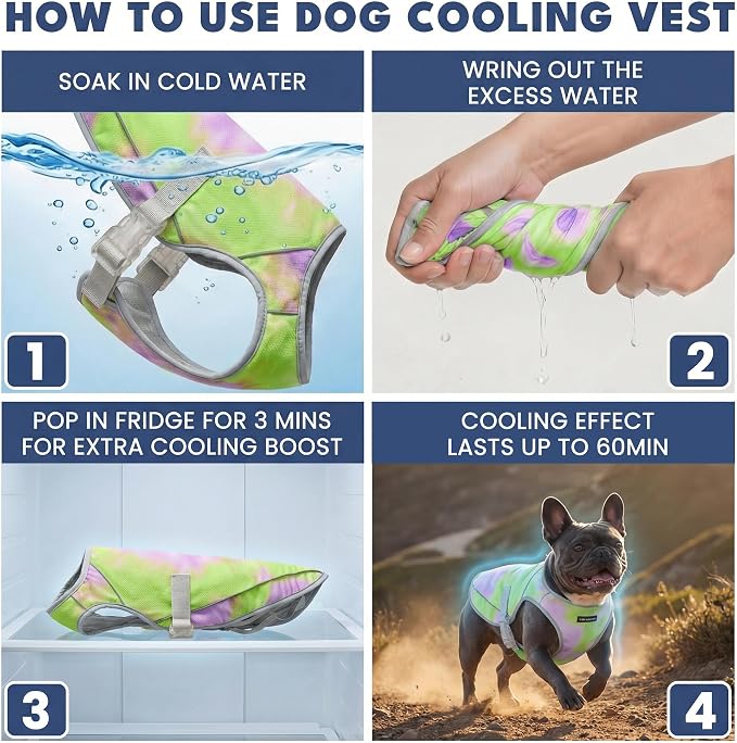 Spark Paws Dog Cooling Vest - SPF 50 UV Sun Protection - Summer Heat Relief Gear for Dogs, Lightweight, Evaporative Cooling - Dog Anxiety Relief Vest During Hot Days - Neon Purple - Size 2XL