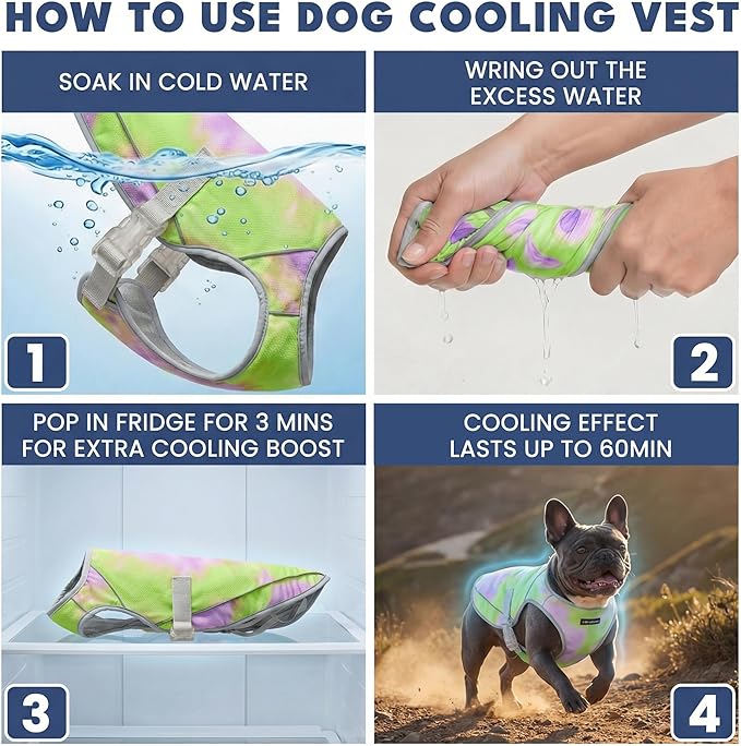 Spark Paws Dog Cooling Vest - SPF 50 UV Sun Protection - Summer Heat Relief Gear for Dogs, Lightweight, Evaporative Cooling - Dog Anxiety Relief Vest During Hot Days - Neon Purple - Size 4XL