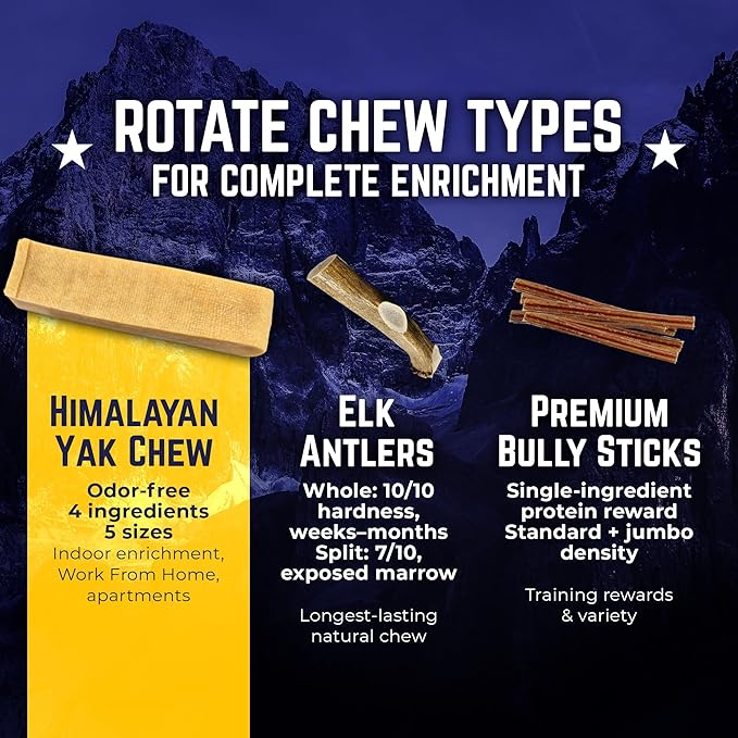 Devil Dog Pet Co. Himalayan Yak Cheese Dog Chews for Small to Medium Breeds & Aggressive Chewers - Long Lasting, Rawhide Free, High Protein - Cleaner Teeth, Anxiety & Boredom Relief - 4 Pack