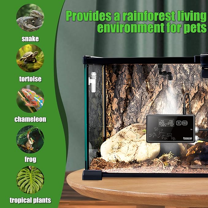 Fenocran Automatic Reptile Mister System, Reptile Humidifiers Smart Misting System