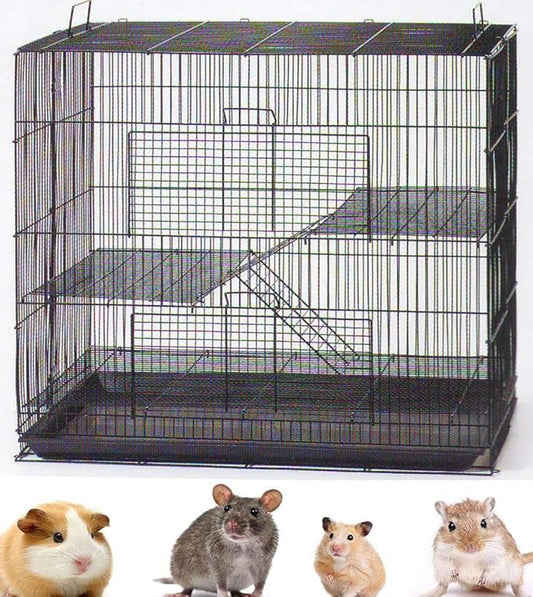 3-Levels Easy Portable Collapsible Ferret Chinchilla Sugar Glider Rats Mouse Animal Critter Bite-Proof Metal Carrier Travel Cage with Narrow 3/8-Inch Bar Spacing Easy to Setup No Tools Needed