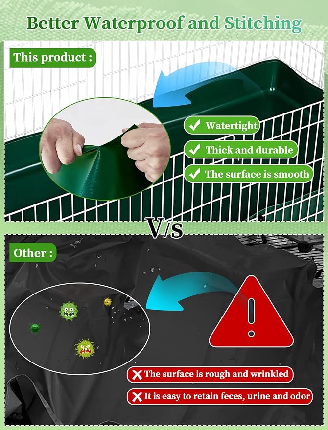 Guinea Pig Cage Liner, for 28"x13" Area Litter Box & Hay Feedder for Guinea Pig Rabbits Hamsters Hedgehogs Ferrets and Other Small Animals. Green