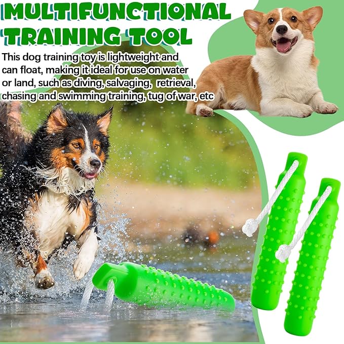 Blueweenly 4 Pcs Dog Bumper Toy for Water Retrieving Plastic Puppy Training Dummy Dog Float Toy Lightweight for Float on The Water Pool Outdoor Training Hunting Fetching (Green)