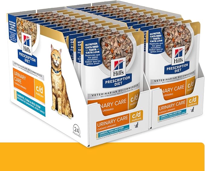 Hill's Prescription Diet c/d Multicare Wet Cat Food, Carrots, Tuna, & Rice Stew, 2.8 oz. Pouches, 24-Pack
