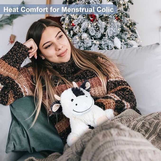 SuzziPals Heatable & Coolable Cow Stuffed Animal, Heated Stuffed Animals Heating Pad for Soothing & Relaxation, Lavender Scent Cow Plush for Stress Discomfort, Cows Gift for Kid & Aldult, Dairy Cattle