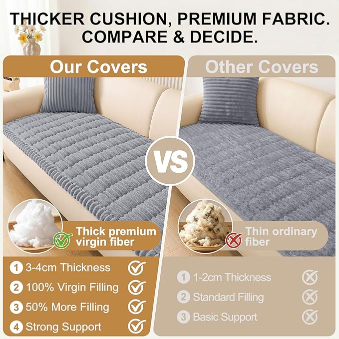 Smiry Couch Cover for Dogs, Non Slip Washable Sofa Protector for Pets, Soft Furniture Cover for Pet, Stylish Sofa Covers, Cozy Protect Against Fur, Dirt & Everyday Messes (Grey, 35.4" x 88")