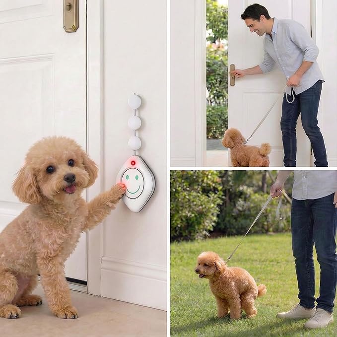 Wireless Puppy Small Dog Doorbell. Ultra-Sensitive Touch to Activate, No Pressing Required. Ideal for Dogs with Light Nose or Paw Pressure. 14 Chimes, 3 Volume Levels and Mute, 3W Clear Sound Speaker