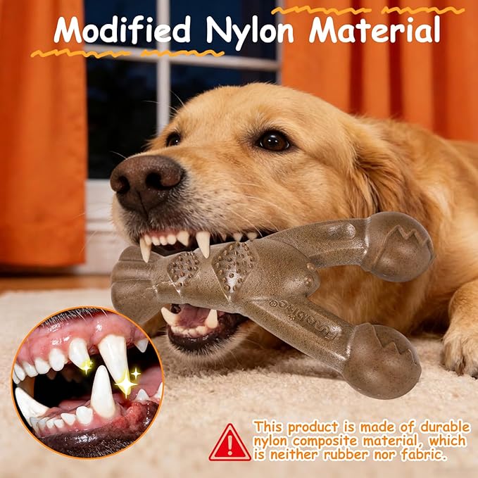 Large Dog Bones for Aggressive Chewers, Bacon Scented & Nylon Bone to Keep Them Busy, Durable Chew Toy for Medium & Large Breeds (25-80 lbs)
