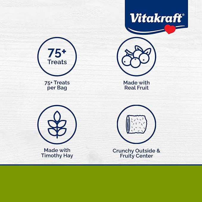 Vitakraft Bursts Small Animal Treat Wildberry Flavor 1.76 oz - Crispy Outside with Soft Berry Center - Fun Reward Snacks for Rabbits Guinea Pigs Hamsters and Other Small Pets