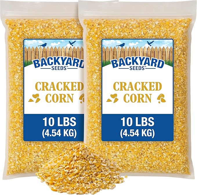CountryMax Backyard Seeds Cracked Corn 20 lbs - High-Energy Animal Feed for Chickens, Squirrels, Deer & Wild Birds, Ground Feeding, High Protein