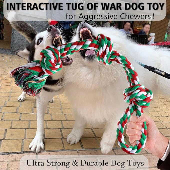 XIGOU Rope Toys for Dogs - Indestructible Chew Toys for Aggressive Chewers, Tough Puppy Teething Toys for Boredom, Dental Cleaning Tug of War Toy - Great for Small to Large Breed