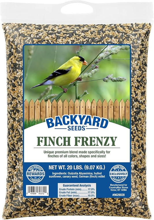 Backyard Seeds Finch & Small Songbird Frenzy 20lbs - Premium Nyjer Thistle Seed Blend for Finch Feeders, Small Bag of Wild Bird Food