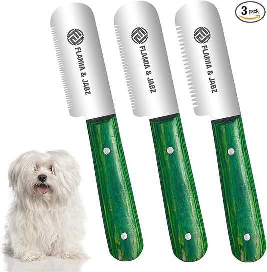 FLAMIA & JABZ FJ Professional Stripping Knife, Right handed, 3 inch blade (Stainless Steel) (3 Pack, Green)