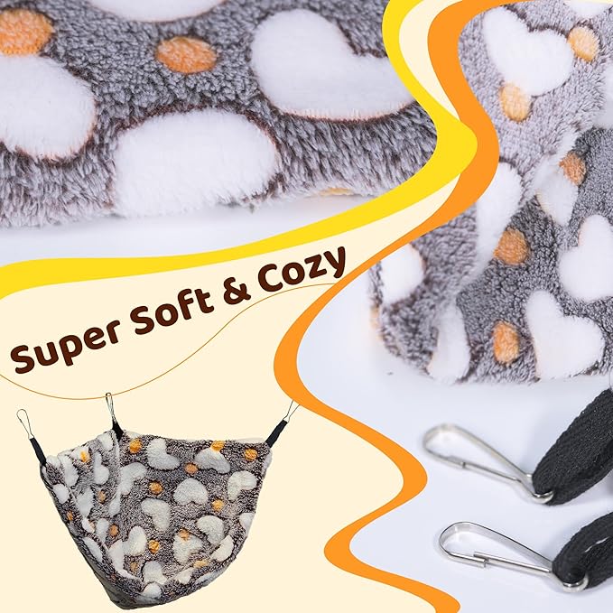 Pack of 2 Hanging Corner Hammock with Hooks for Rats, Squirrels, Sugar Gliders, Guinea Pigs, Hamsters and Other Small Animals. Perfect for Pet Critter Cages. S, HTCoffee+Purple