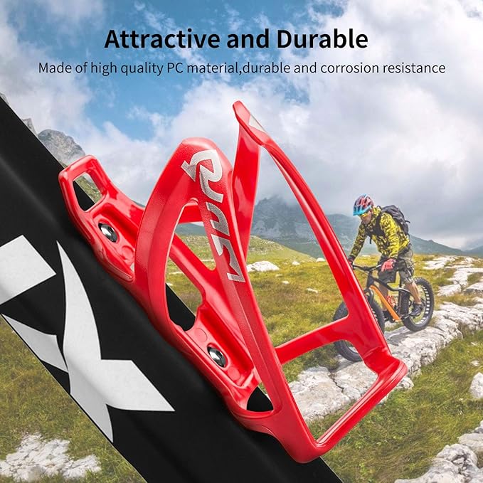 Suruid Bike Water Bottle Cage, Universal Bike Water Drink Holder, Durable Ultralight Plastic Water Bottle Holder for Bicycle, Cycling Bottle Cages for MTB, Road Bike, Mountain Bikes, 2 Pack - Red