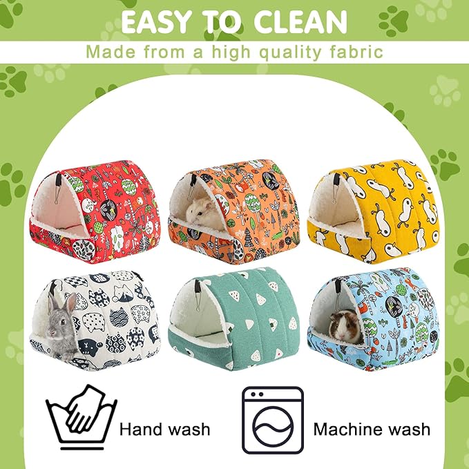 AceOrbit 6 Pcs Guinea Pig Hideout Small Tunnel 7.5 Inch Washable Hamster Bed Animal Cage Accessories for Chinchilla Rabbit Hedgehogs Ferrets to Digging Chewing(Light Color,Simple Patterns)