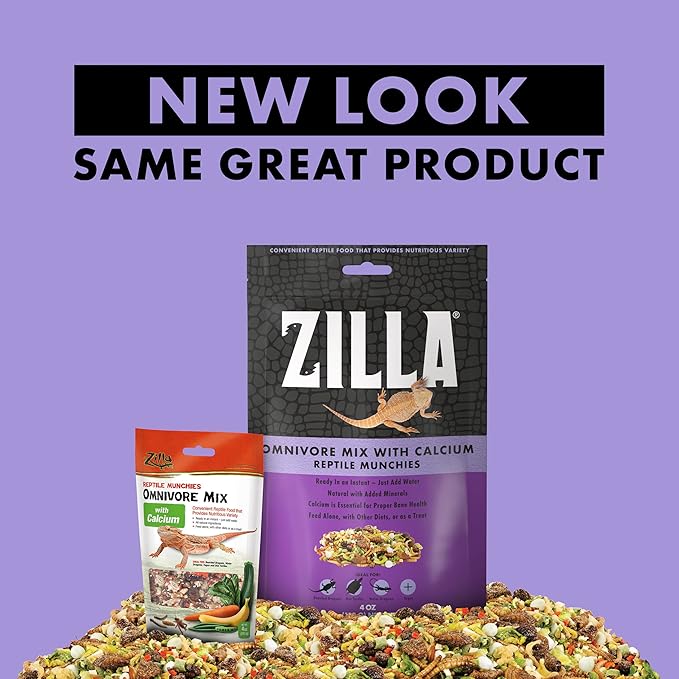 Zilla Reptile Munchies, Omnivore Mix with Calcium 4 oz.