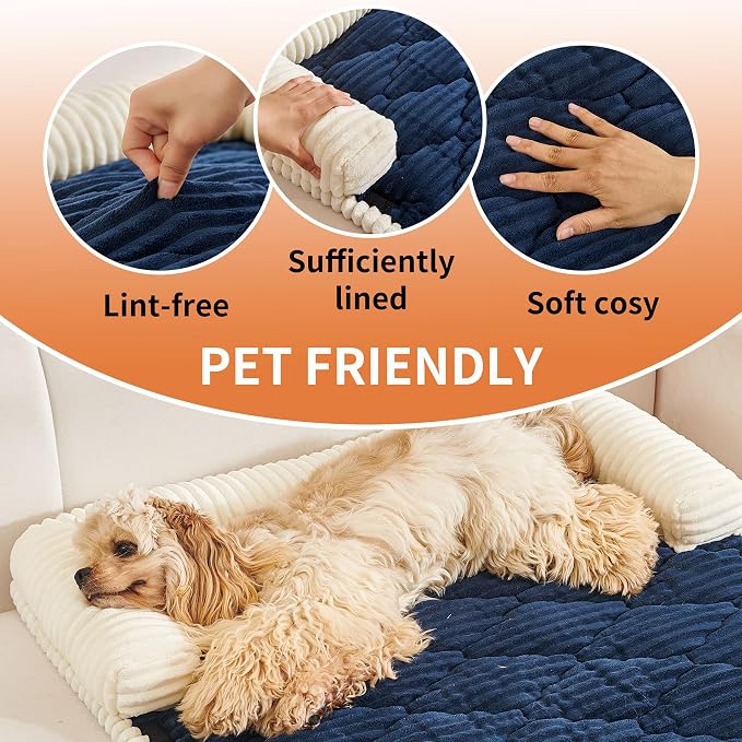 HAOMAIJIA Dog Couch Bed for Large Dogs, Non Slip Pet Couch Covers for Sofa Thick Soft Washable Dog Couch Cover Protector All Seasons Universal Dogs and Cats Bed Mat (Navy Blue, X-Large)