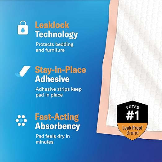 Chucks® Premium Disposable Underpads 17”x24” [100-Count] Ultra Absorbent Chux Incontinence Bed Pads with Adhesive Tape for Adults, Baby Changing, Travel, and Pet Training – 17x24 Bulk Pack