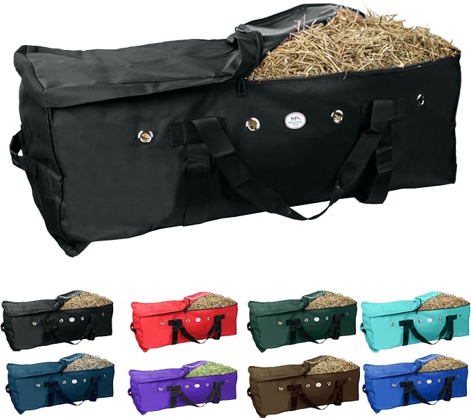 Majestic Ally 1200 D Nylon Fabric Large 44” x 20” x 16” and Extra Large 52" x 27" x21" Heavy-Duty Hay Bale Storage Bag (Black, X-Large)
