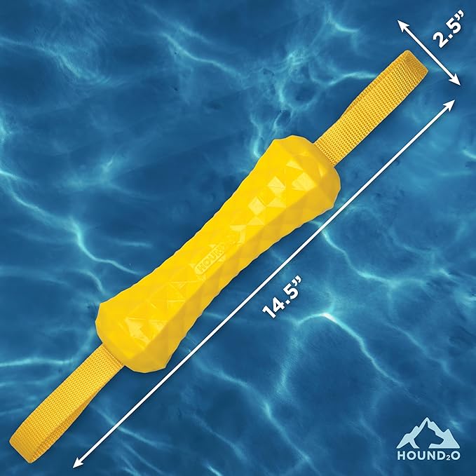 Playology HOUND2O Dog Toys | Tug Stick Floating Outdoor Toy for Dogs | Bright Yellow Fetch Toy for Tug of War