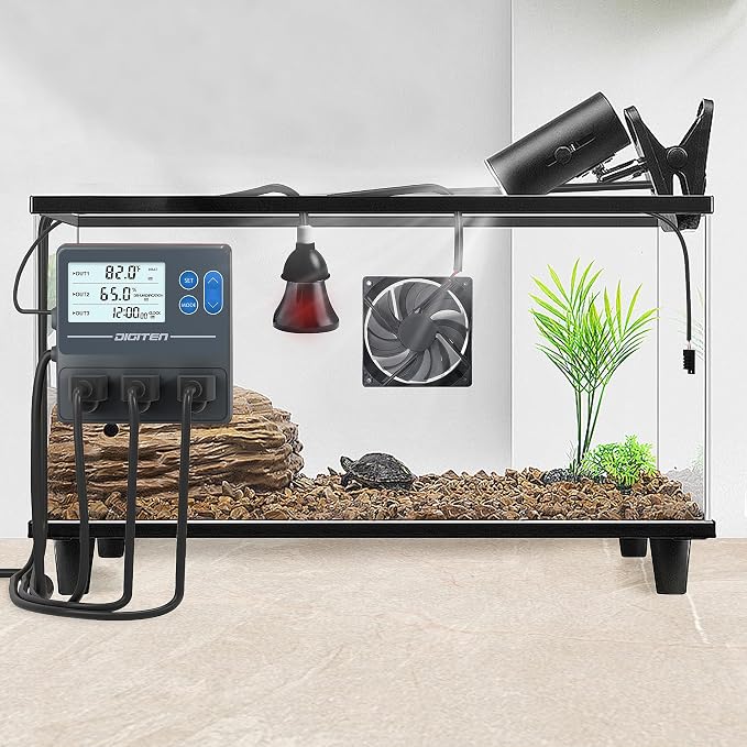 DIGITEN Reptile Temp & Humidity Controller, Timer Outlet, Day-Night Thermostat, 3-Stage Outlet Plug in Temperature Controller for Reptile, Mushroom, Homebrew