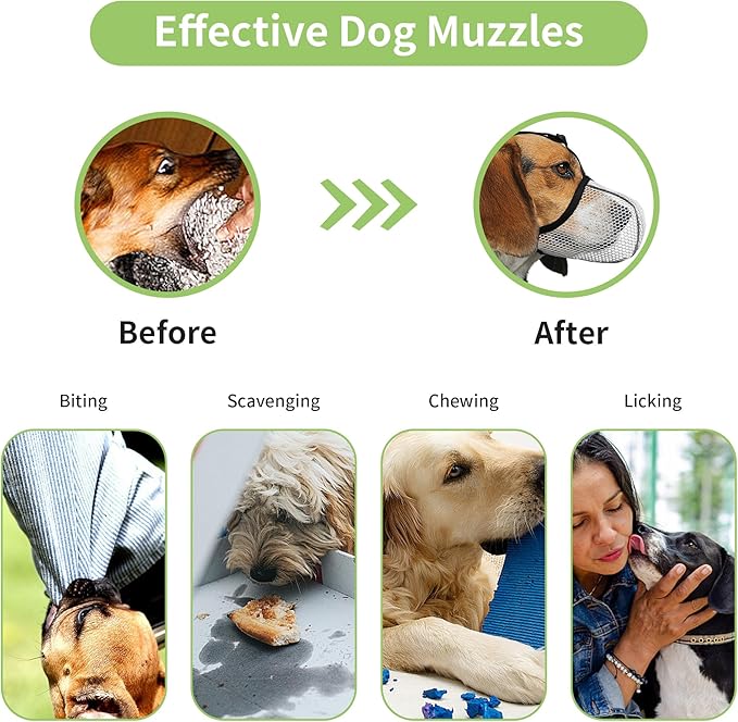 Dog Muzzle, Breathable Soft for Small to Medium Dogs to Anti & Prevent Barking Biting Chewing, Reflective & Adjustable Basket Muzzle with Air Mesh for Schnauzer Grey M