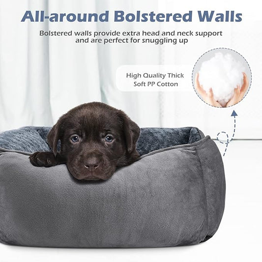 INVENHO XX-Large Dog Bed for Large Medium Small Dogs, Rectangle Washable Dog Bed, Orthopedic Dog Bed, Soft Calming Sleeping Puppy Bed Durable Pet Cuddler with Anti-Slip Bottom XXL(42"x30"x10")
