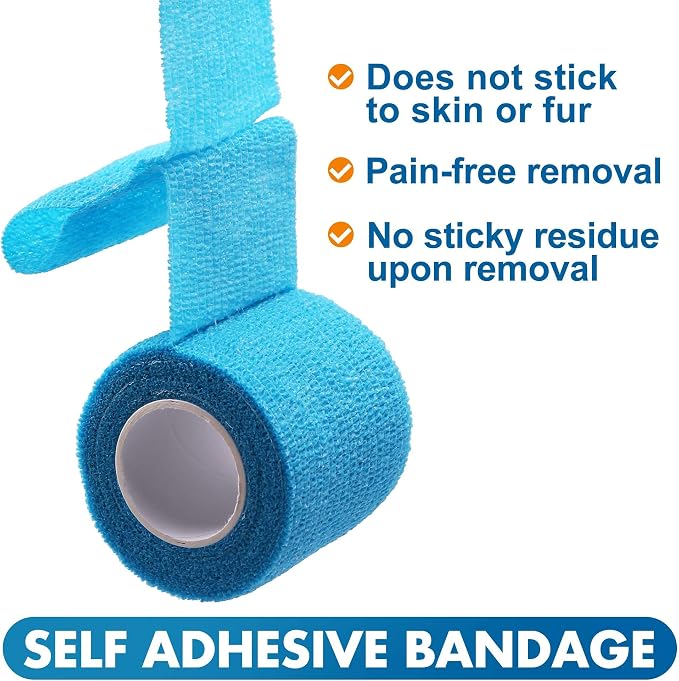 Lotfancy 10 Rolls Self Adhesive Vet Wrap, 2 Inch Cohesive Bandage Wrap for Wound Care, Elastic Pet Tape for Dogs, Cats, Horses, Breathable Medical First Aid Tape for Paw, Leg, Foot, Assorted Colors